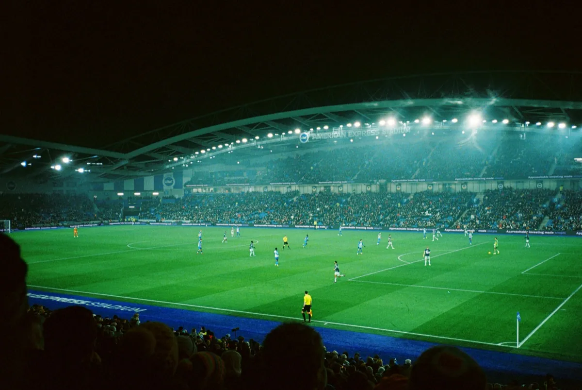 Floodlit football stadium